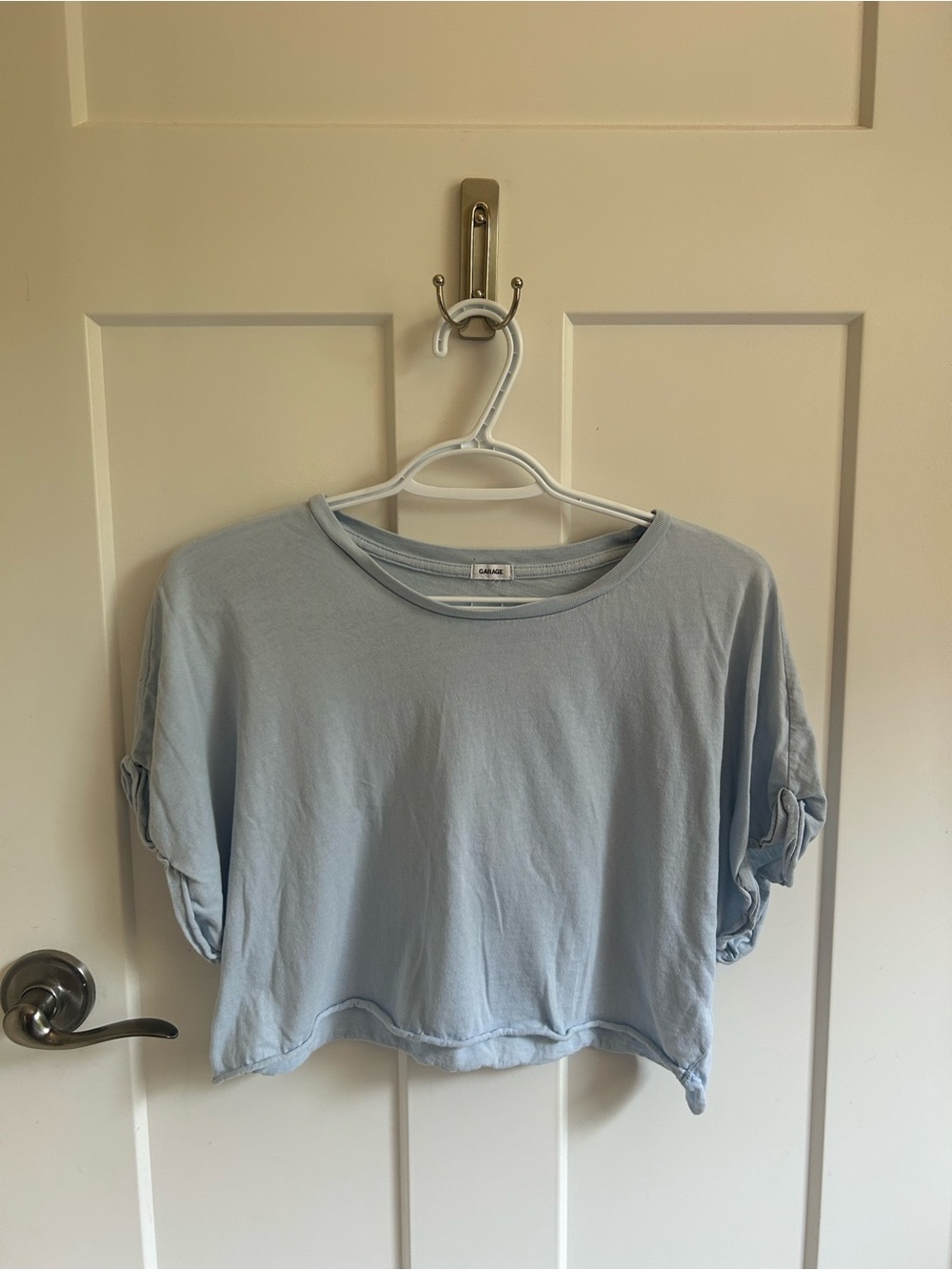 Garage Blue Loose-Fit Crop Top
